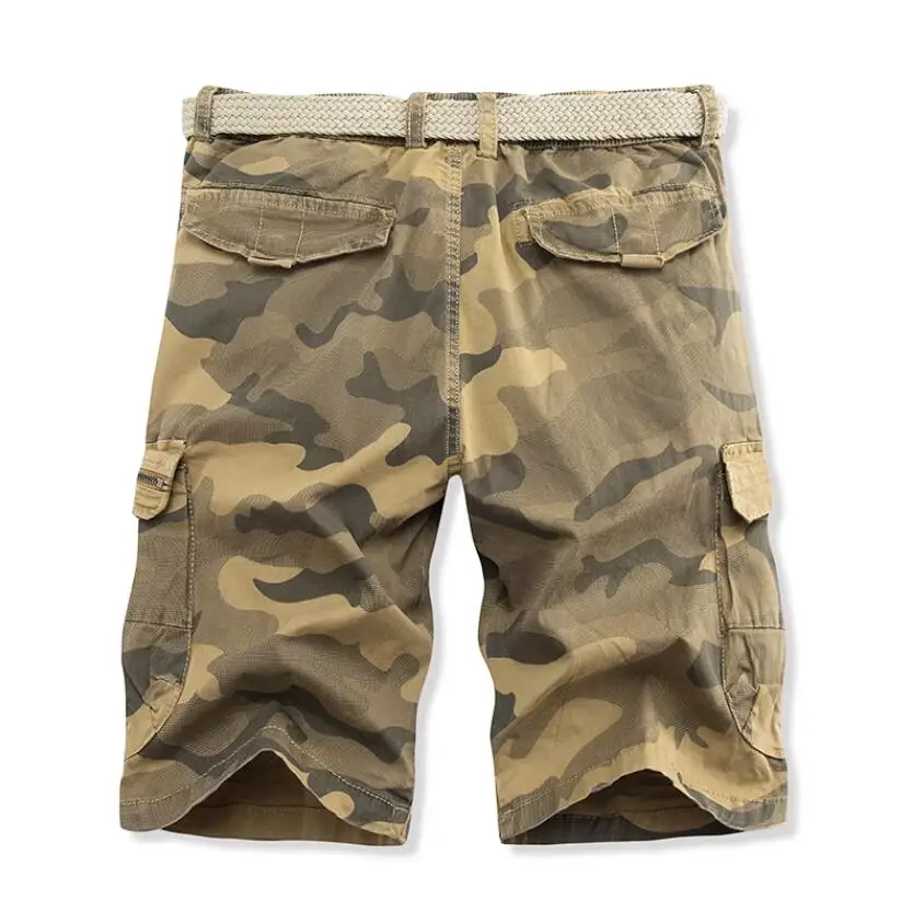 Men Camouflage Cargo Shorts New Summer Man Military Multi Pocket Loose Cargo Pants Male Cotton Casual Tool Shorts High Quality