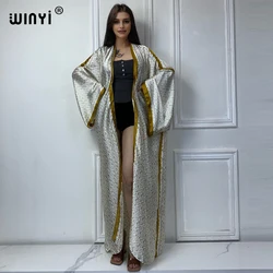 WINYI summer Africa outfit kimono africa boho print beach cover up maxi dress cardigans beach wear women 2024 abaya dubai luxury