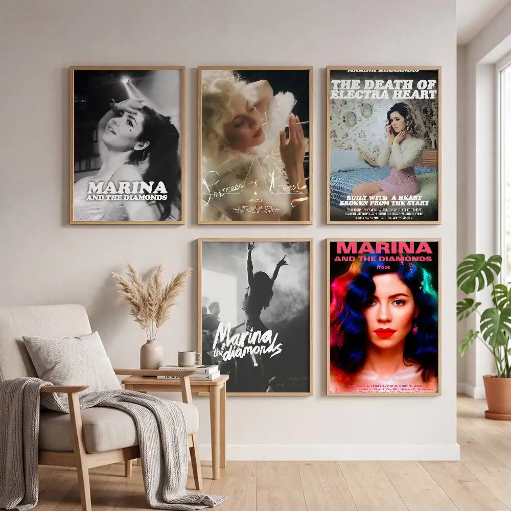 Marina And The Diamonds Music Album Anime Poster Self-adhesive Art Waterproof Paper Sticker Coffee House Bar Room Wall Decor