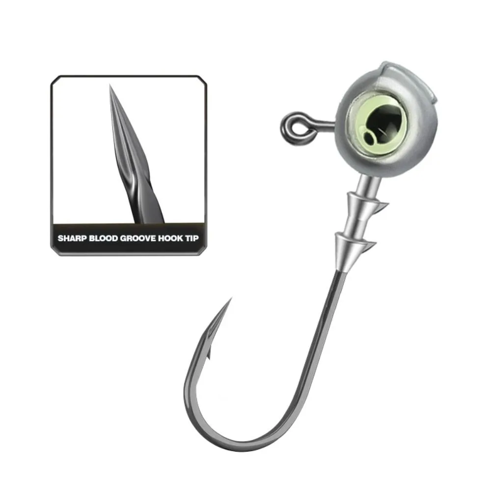 

10PCS Metal Swimbait Hook Jig Head Luminous Eyes High Strength Seawater Freshwater Fishhook Silver Fishing Tackle Fishing