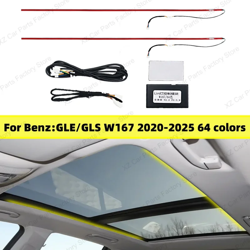 64 Colour Roof Ambient Light for Mercedes Benz W167 GLE GLS GLE53 GLS63 2020-2025 Car Roof Panoramic Skylight Ambient Refit