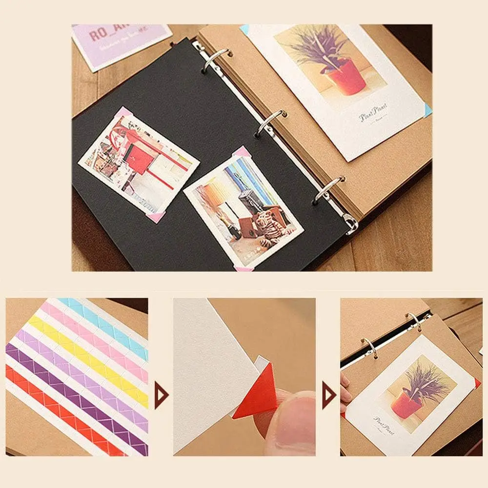Leather Photo Album Photographs Scrapbook Book Ring Binder Photo Albums Self-adhesive Memory Books 8 inch Gifts Leaves Printed