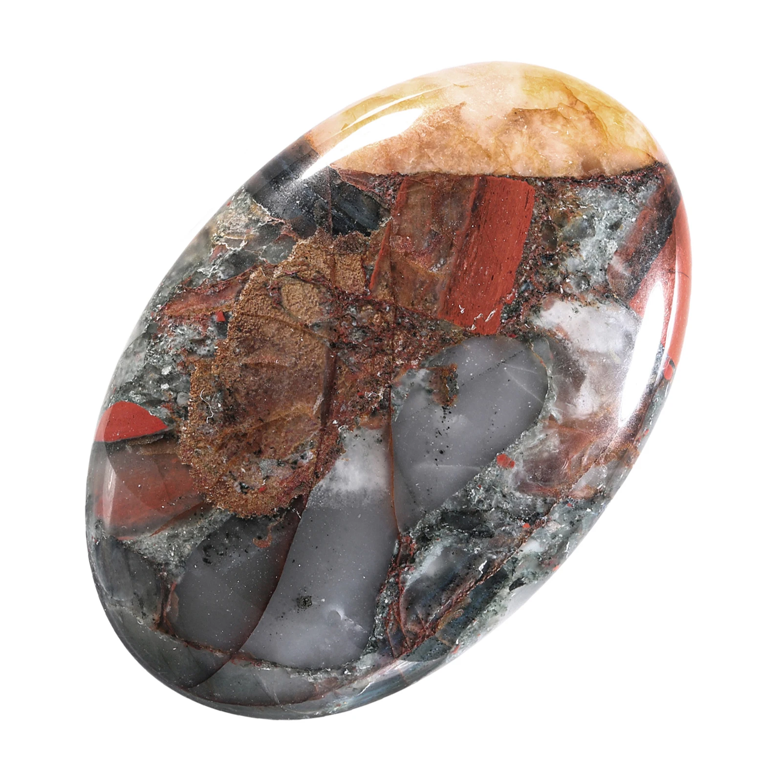 TUMBEELLUWA Phon Bloodstone Oval Palm Stone Worry Stone Healing Chakra Reiki Cabochon Jewelry Decoration 60x40x20mm