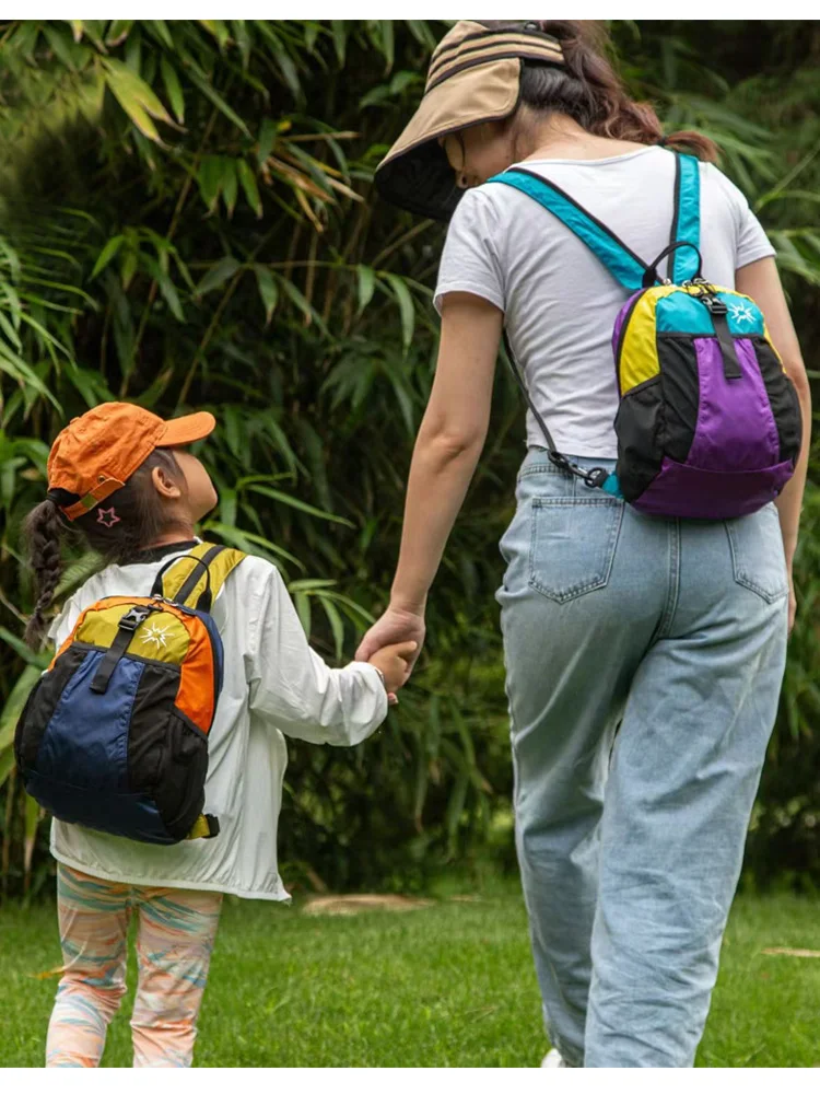 Children's Outdoor Waterproof Backpack Foldable Double Shoulder Bag Single Strap Chest Bag Multi-Functional Parent-Child Nylo...