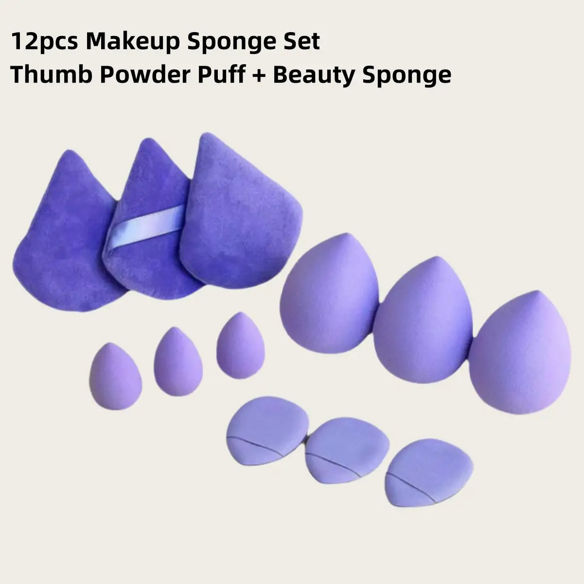 12pcs Makeup Sponge Egg Powder Puff Set 4-styles Small Medium And Large Combination Puffs Suitable For Beginners Makeup Tools