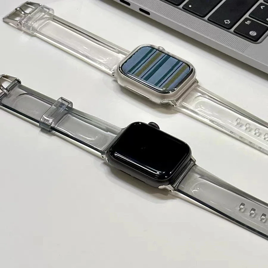 Neues transparentes Armband für Apple Watch 38mm 40 41 42 44 45 46 49mm Armband iWatch Series 12 11 10 9 8 7 6 5 4 se ultra 2 1