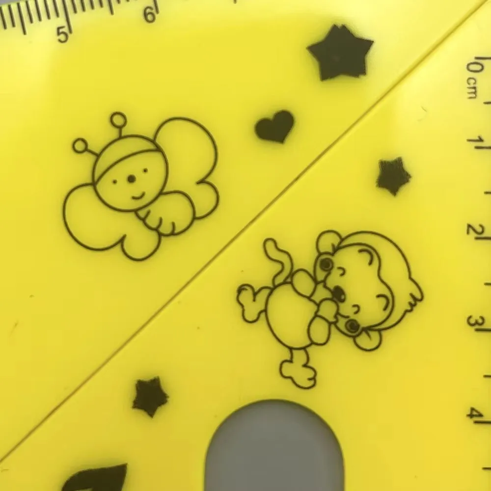 3 Sets Creative Rulers  Cute Cartoon Ruler Set Supplies 3pcs for 1 Set Student Drawing Tools Stationery Triangle Protractor