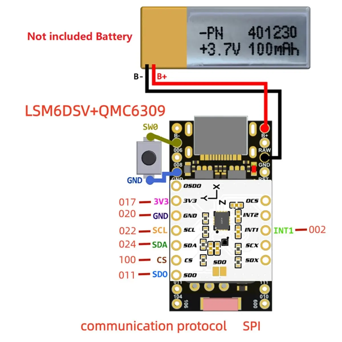 

Модуль SmolSlime на базе NRF SlimeVR, ProMicro NRF52840 + (LSM6DSV + QMC6309)