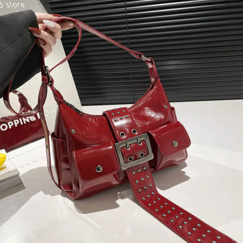 

Niche Sweet Cool Hot Girl Motorcycle Bag 2025 New Fashionable Versatile Commuter Single Shoulder Crossbody Bag Handbag