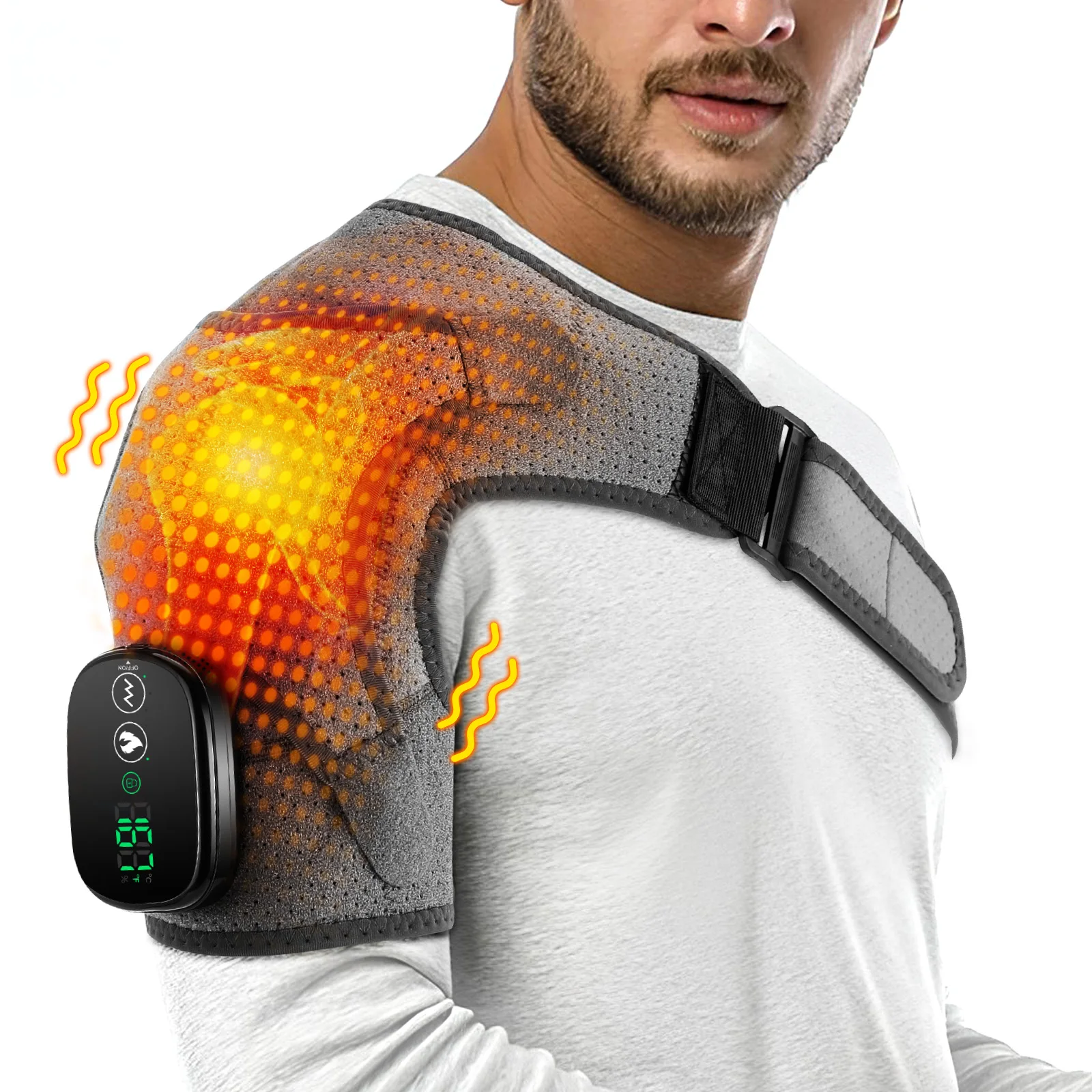 Heating Vibration Massage Knee Elbow Shoulder Brace Support Protector Touchscreen Controller Therapy Pain Relif Injury Recover