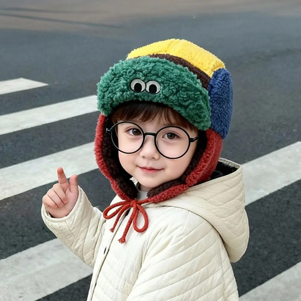 

Cute Lamb Wool Warm Lei Feng Cap Korean Style Thickened Ear Protection Hat Winter Warm Soft Flap Cap Skating