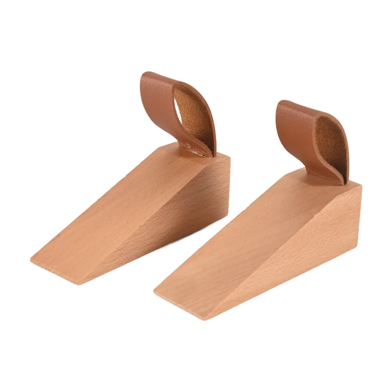 Fermaporta in legno, cunei per porte antiscivolo in legno massello, cuneo fermaporta robusto e durevole, fermaporta di sicurezza (2 pezzi)