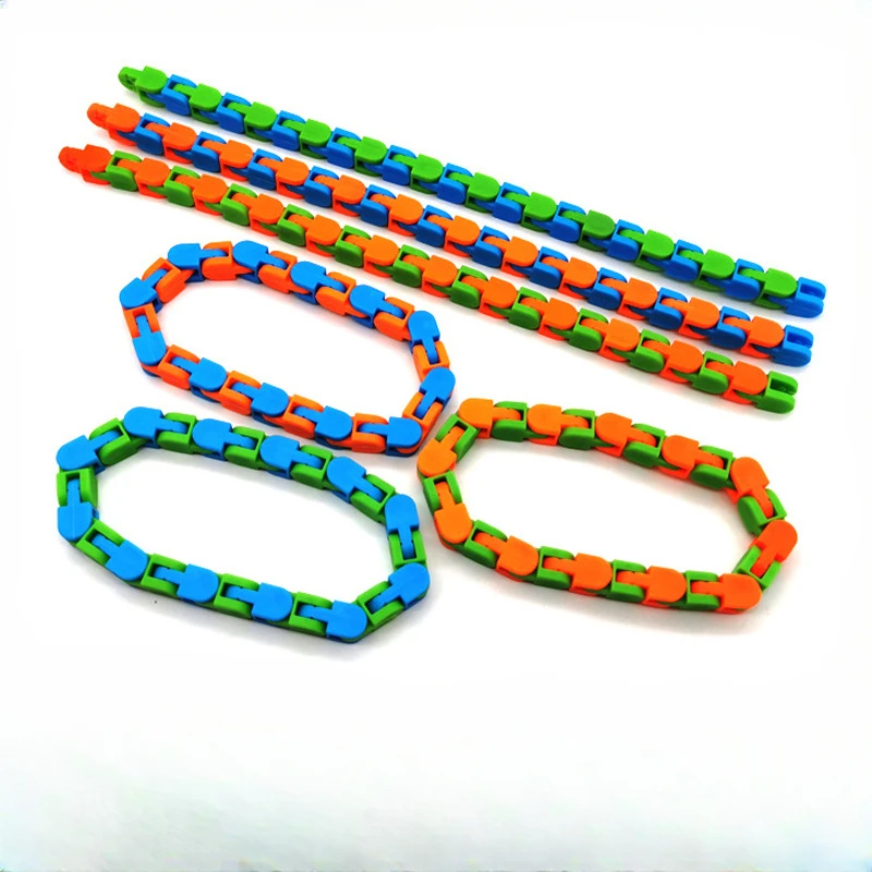 

Fidget Toys Wacky Tracks Bicycle Chain Track 24 Knot Rotate Chain Anti Stress Toy Squeezing Sensory Fidget Toys for Kids Adult