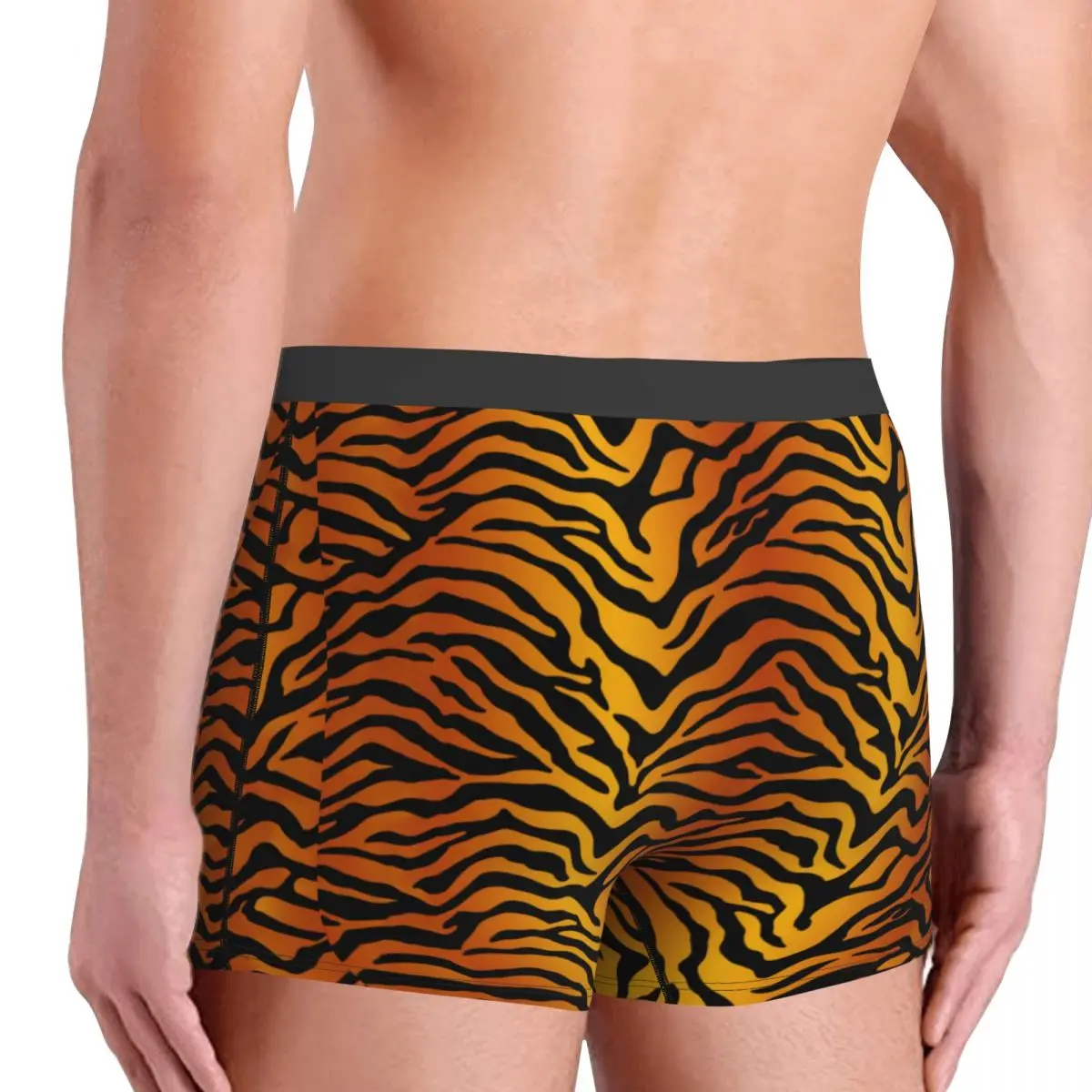 Roupa Interior Exótica Animal Print para Homens, Novidade Boxer Shorts, Cuecas Respiráveis, Calcinha Listra Gato e Tigre