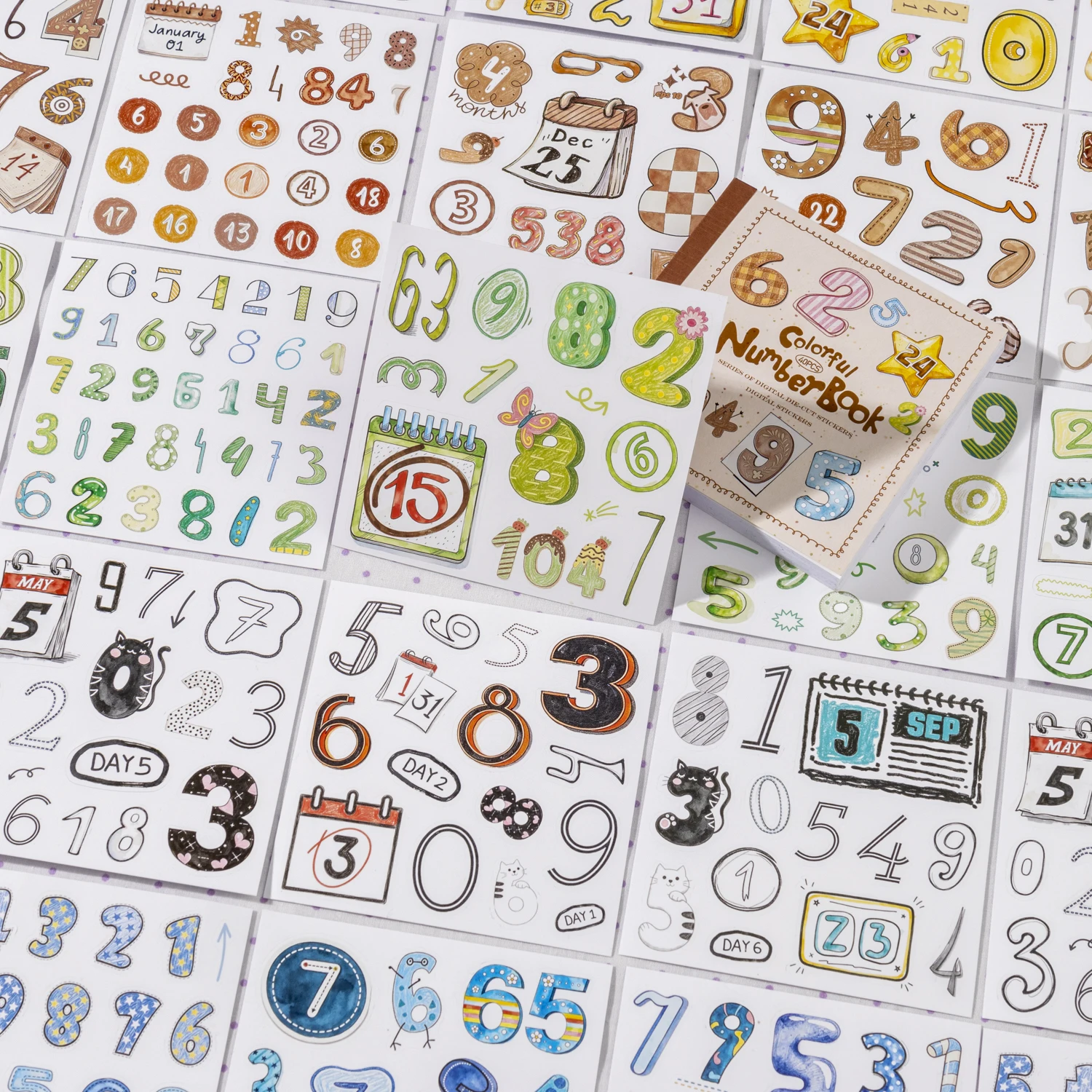 Vintage Colorful Number Landscape Sticker Book Creative DIY Journal Material Collage Scrapbooking Stationery
