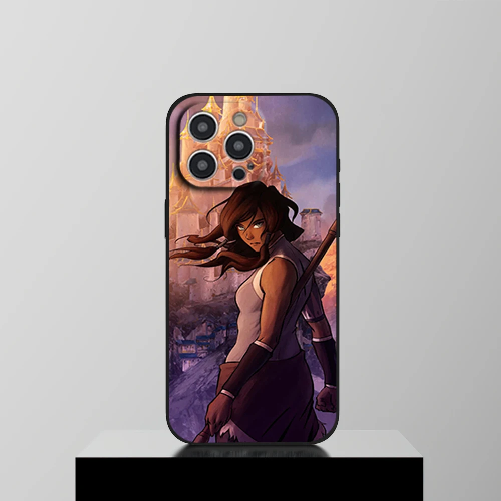 Cartoon A-Avatar The Legend Korra Phone Case For iPhone 16 11 12 13 14 15 Pro Max Plus Black Soft Shell