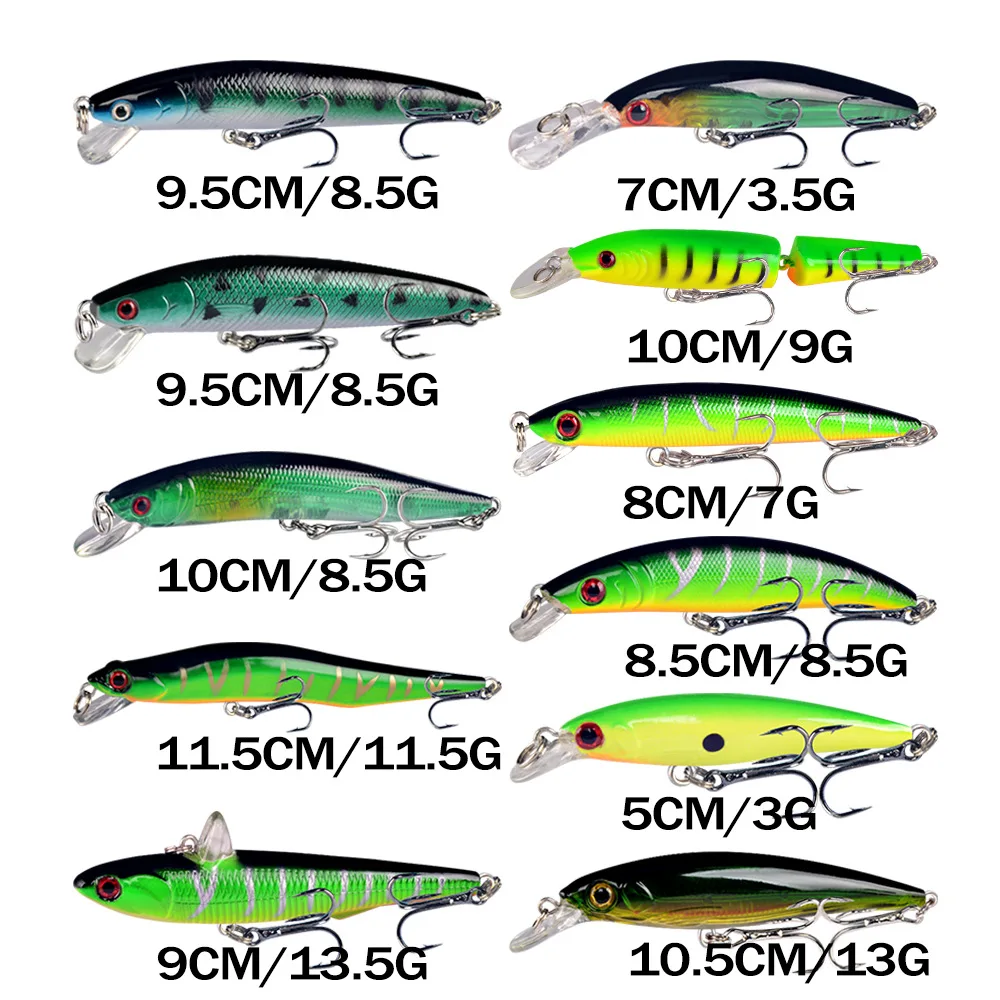 50pcs/lot Almighty Mixed Wobbler Fishing Lures Set 50 Different Model Artificial Bass Carp Hard Baits Crankbaits Swimbait Tackle