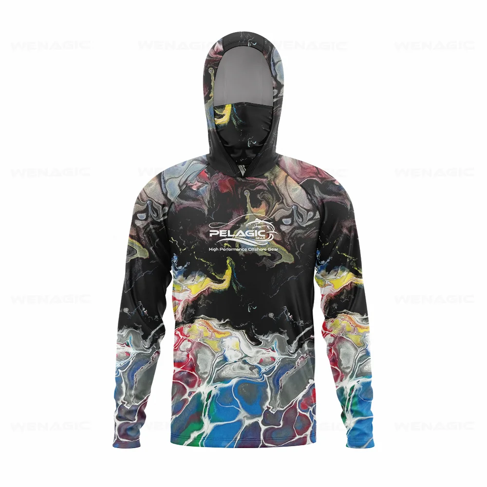 pelagic gear Men Hood Fishing Shirt long sleeve Fishing clothing fishing t shirt uv protection fishing shirt Fishing Apparel - Image 5
