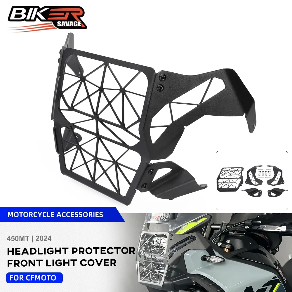 Headlight Protector For CFMOTO 450MT 2024 Motorcycle Front Headlamp Mesh Grille Lampshade Shield Guard Screen Protective Cover