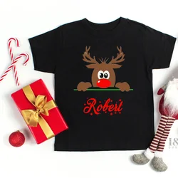 Camiseta personalizada Navidad con ciervo y nombre para niño y niña