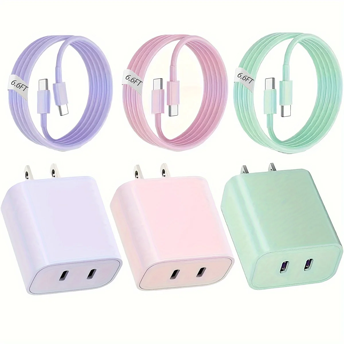 40W Dual Port USB C Fast Charger With 6.6ft Long USB C Charging Cable For iPhone 15 Pro Max/15 Pro/15/15 Plus And Other Devices