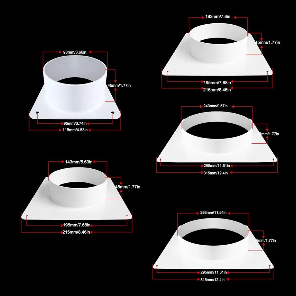 البلاستيك تنفيس الأنابيب محول شفة موصل الحائط سهلة التركيب العادم الأنابيب المشتركة أداة القناة