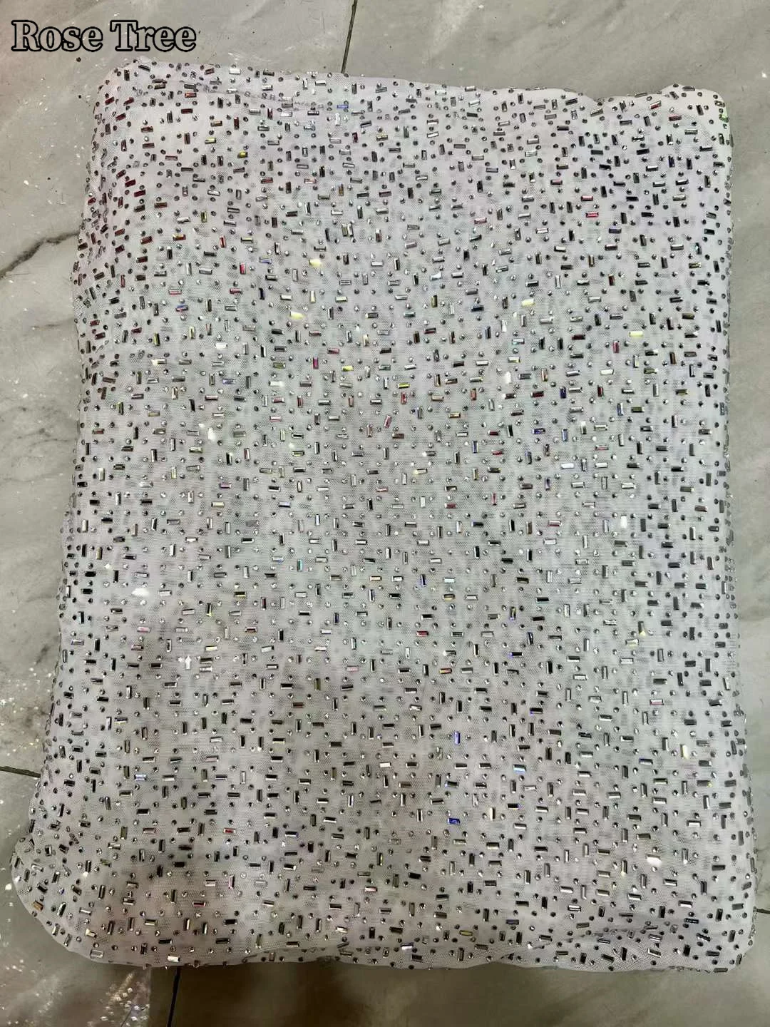 African Heavy Stones Tulle Lace Fabric 2024 High Quality French Luxury Beaded Lace Fabric For Bridal Wedding Dress Sew