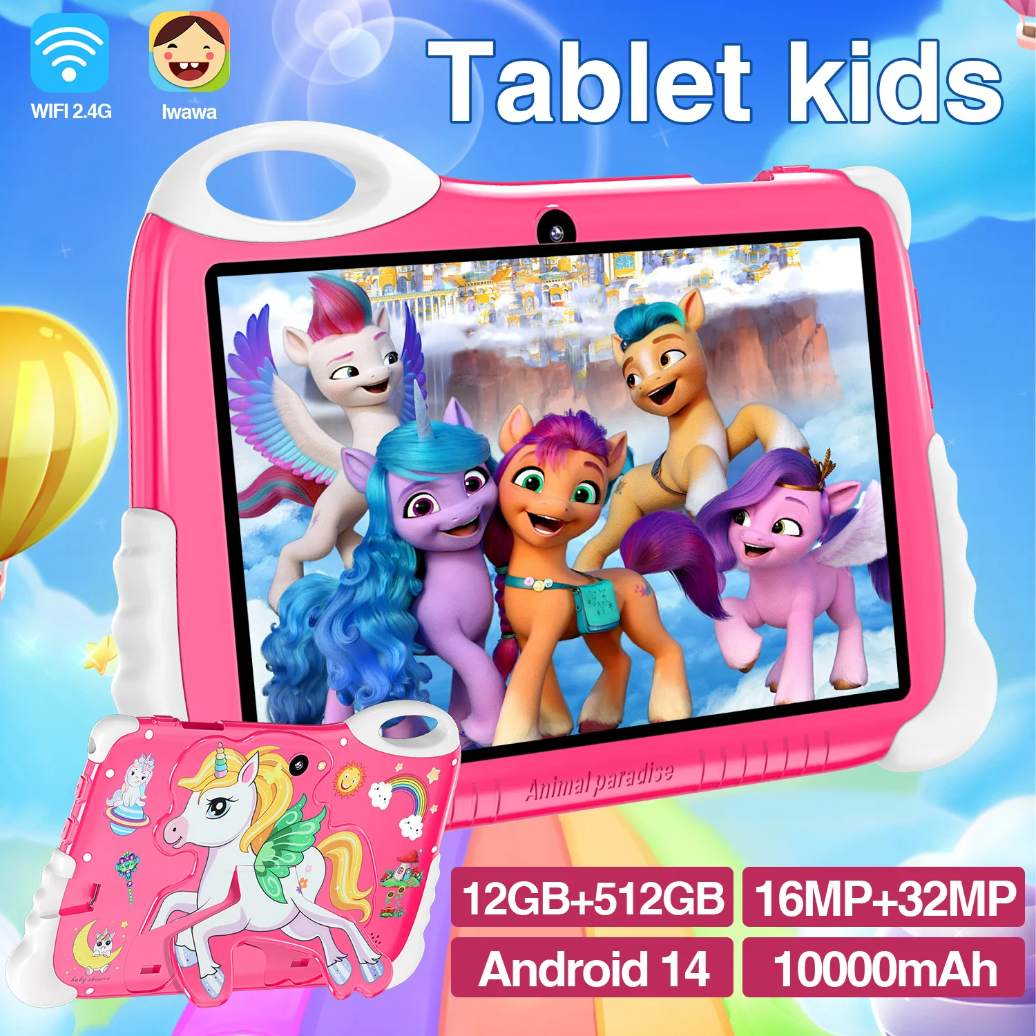 2024 Kids Learning Tablet 10.1 inch HD Dual Camera Bluetooth Kids Software Installation Puzzle Enlightenment Tablet Gift Choice