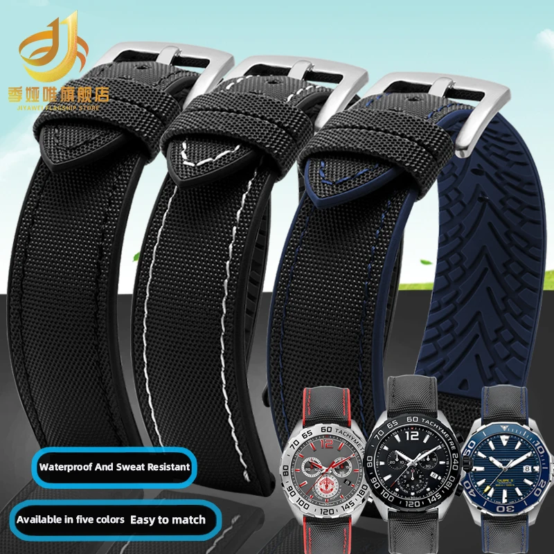 

For Longines Seiko water ghost Hamilton Citizen watch bands nylon rubber Bottom watch strap 20mm 22mm 24mm Bracelet Men strap