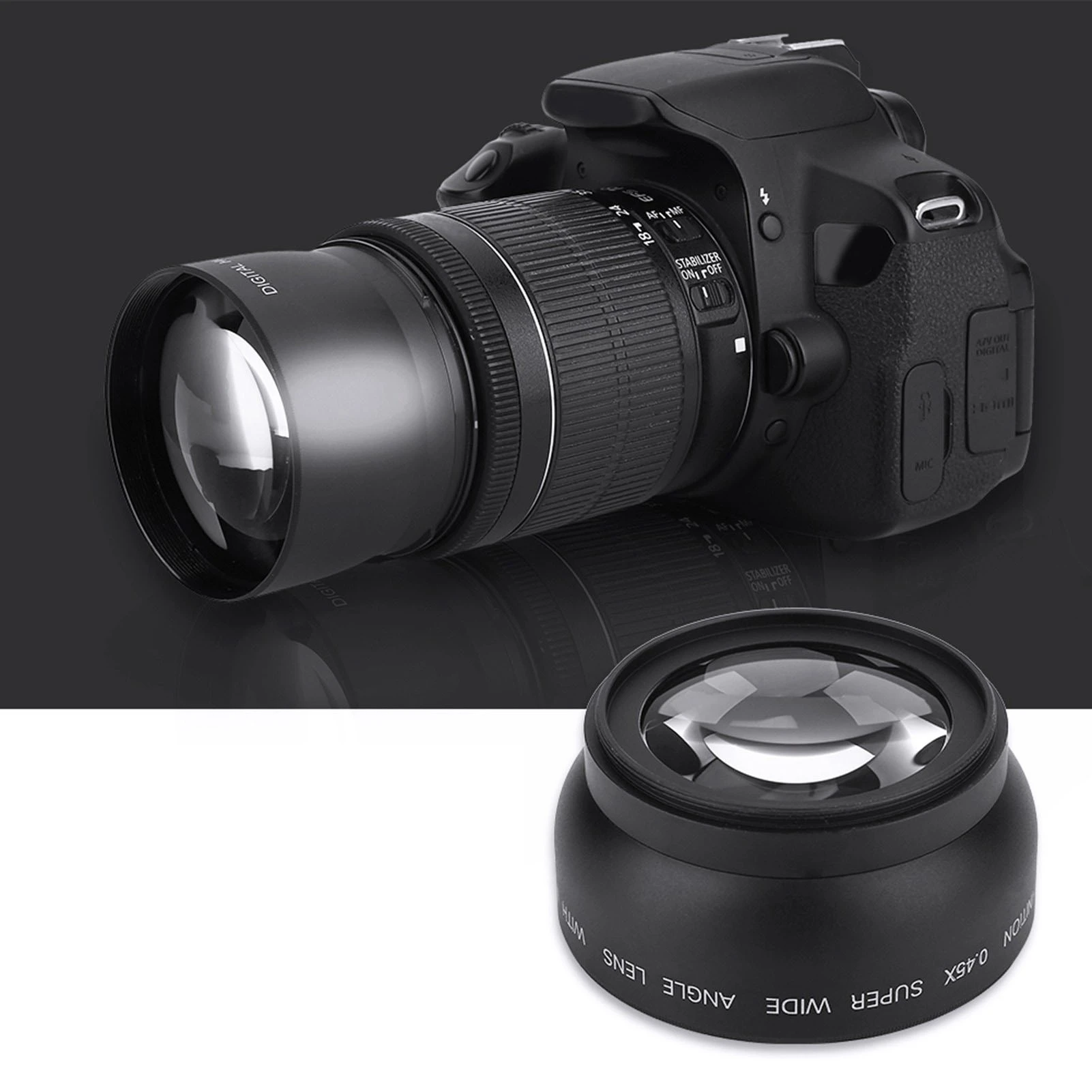 52mm 0.45X Wide Angle Universal Conversion Macro Lens for DSLRS and Digital Cameras Conversion Lens Wide Angle Lens Camera Lens