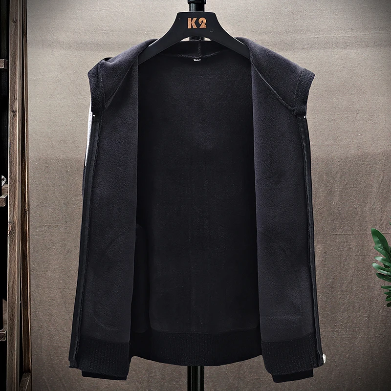 Business Casual Men's Sweater Cardigan Fleece Lined Hood Sweaters Jacket Retro Sweaters Coat Zipper Up Knit Cardigans