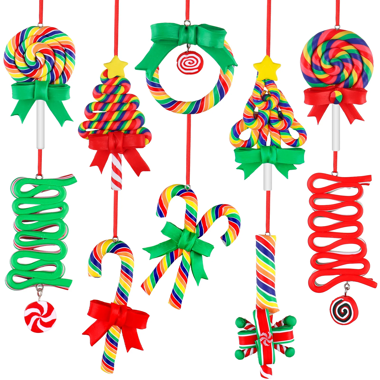 

10 Pcs Christmas Lollipop Ornaments Christmas Tree Candy Cane Ornament Colorful Christmas Candy Pendant Hanging Decor Christmas