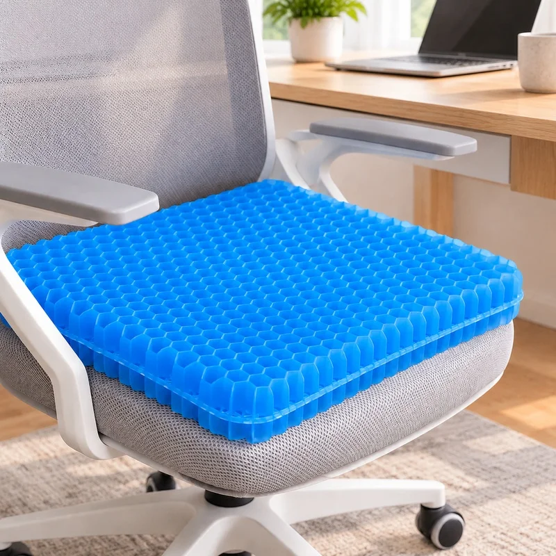 Ergonomic Gel Honeycomb Seat Cushion, Pressure-Relief Pad for Back and Tailbone Comfort, Ideal for Office Chairs, Cars, and