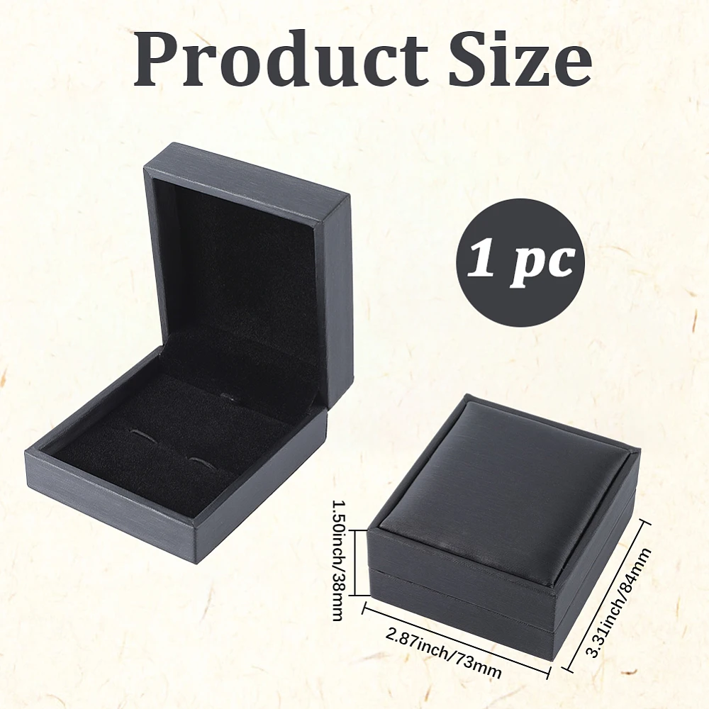 Cufflinks Box Paper Cardboard 2.9x3.3x1.5 Inch Small Rectangle Black Cuff Links Gift Box for Jewellery Display Tie Clip Holder