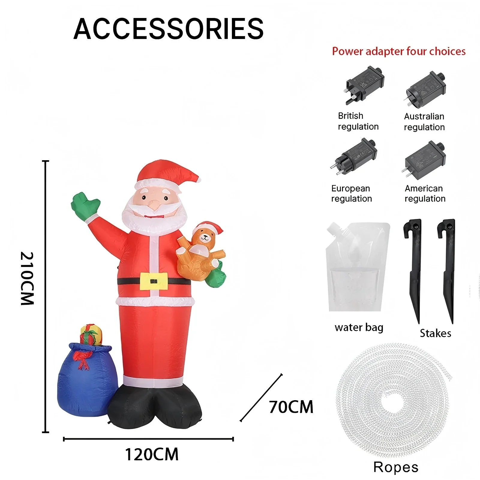 6,89 pies con luz LED Navidad inflable Santa Claus juguete patio decoración de fiesta adornos para el hogar suministros de césped regalo de vacaciones de Navidad
