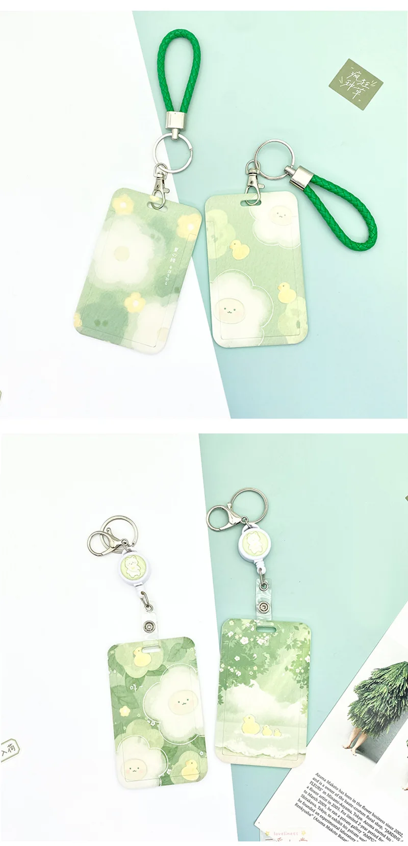 1 PCS Frische Grüne Blumen Cartoon Karte Halter Campus Student Karte Bus Karte Zugang Karte ABS Kunststoff Schutz Karte Abdeckung – Detail 9