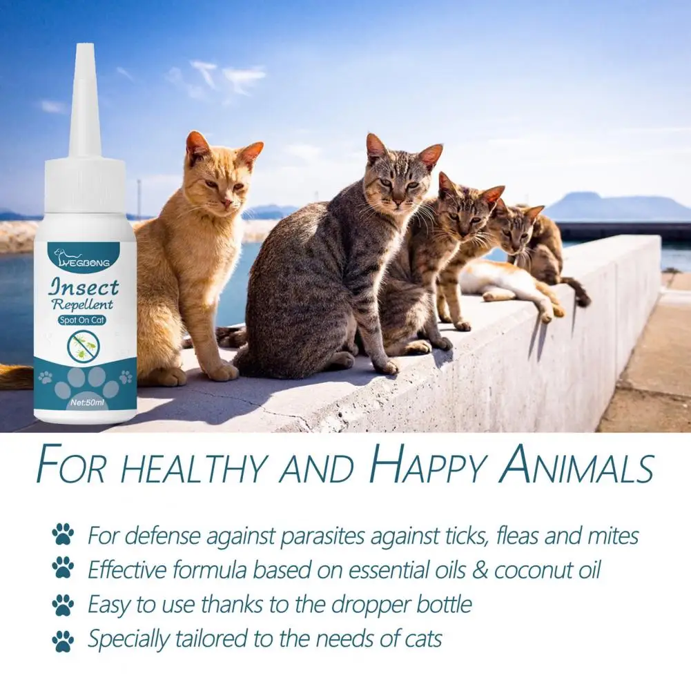 50ML Pet Repellent Spray Flea Tick Prevention Anti-Itch Harmless External Insect Treatment Easy Press Dispenser for Dogs Cats