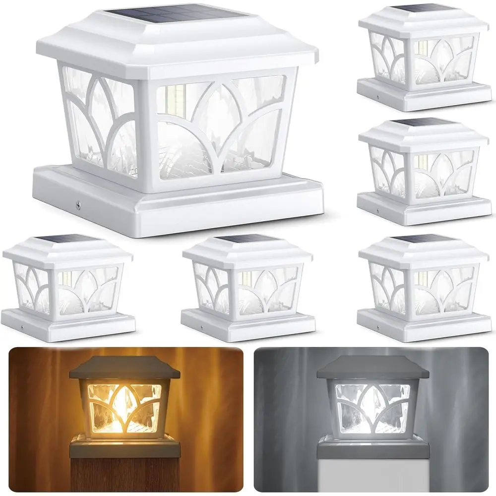 

Уличные светильники для столбов, 4 шт., 40 светодиодов, стеклянные, для виниловых и деревянных столбов 4x4, 5x5, 6x6, для декора террас и патио, теплый белый и холодный белый свет