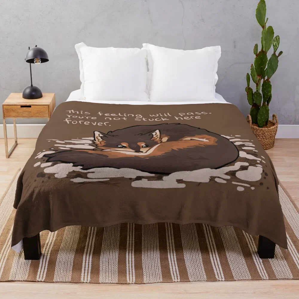 

This Feeling Will Pass Snuggly Wolf Throw Blanket Blankets For Sofas Luxury Designer warm winter Blankets