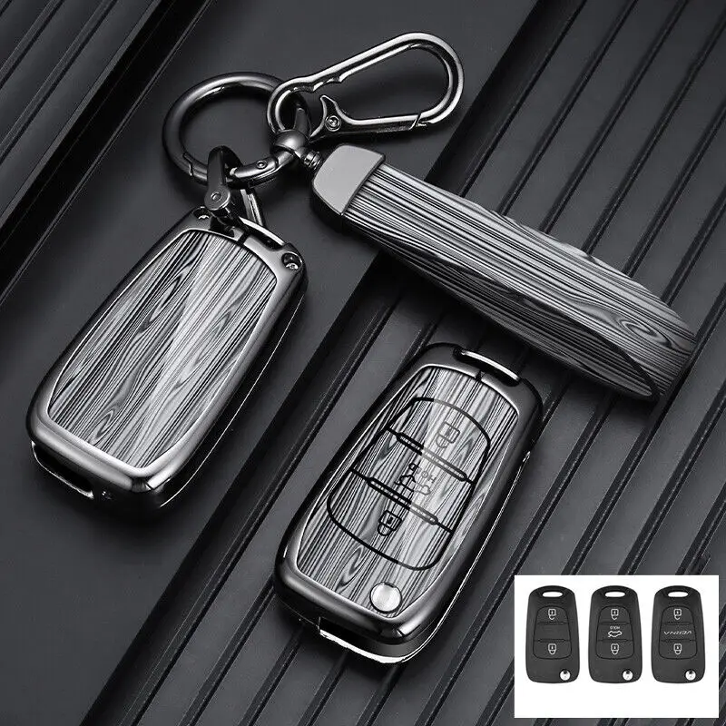 

Zinc Alloy Leather Car Remote Key Case Cover Keychain Key Shell For HYUNDAI i20 i30 Veloster ix20 Keychain