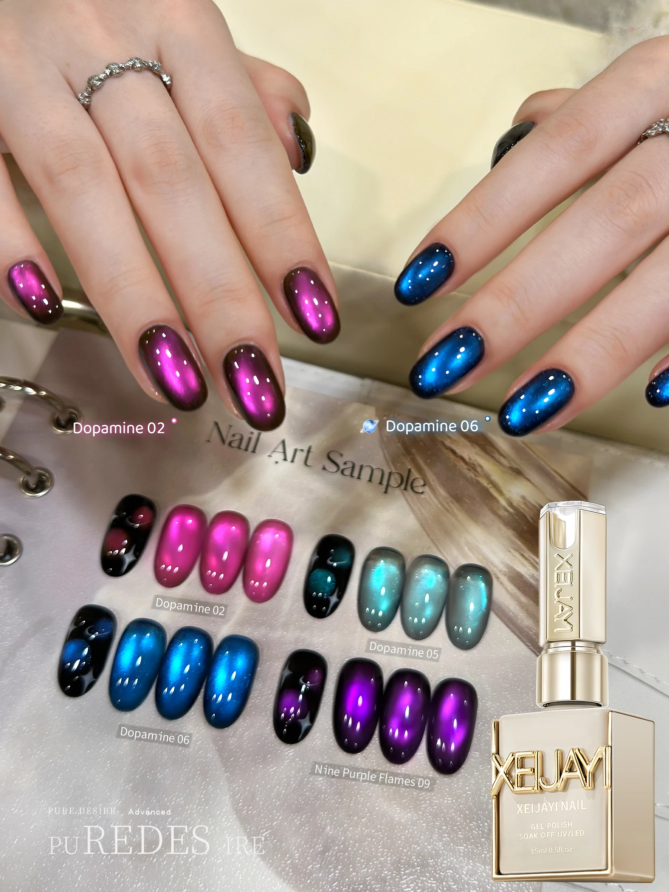 1/4pcs 15ml Colorful Pink Purple Blue Cat Eye Gel Nail Polish Set Starter Pure Soak Off No Wipe Nail Gel Polish Suitable