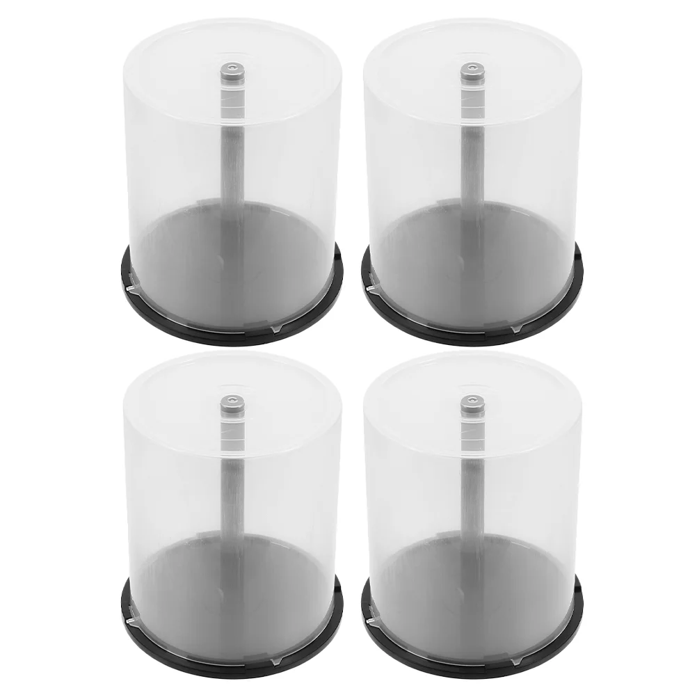 

4 Pcs Empty Round CD/DVD Storage Container Simple Easy Access CD/DVD Organizing Bucket Saving Space CD Storage Bin for Home Dorm