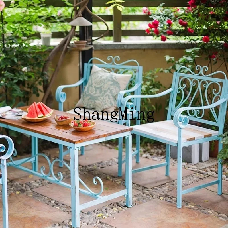 

FG Exquisite Premium Outdoor Balcony Courtyard Terrace Double Bench Garden Villa Creative Chair Homestayd Chair Combination Set