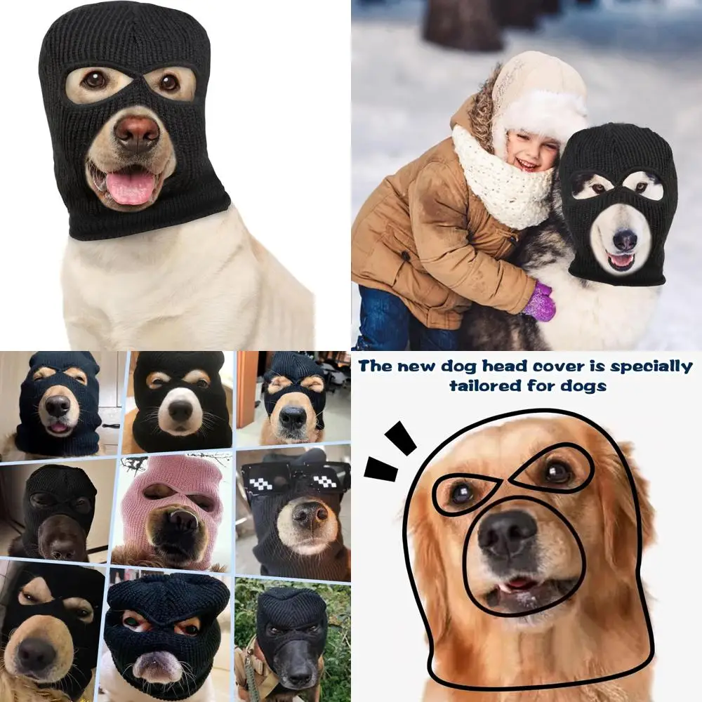 

HOWWFALY Рождественский костюм для собаки на Хэллоуин, наушники для собак, защита от шума, вязаные уши для собак, теплые шапки, маска для собак-грабителей и воров Фу