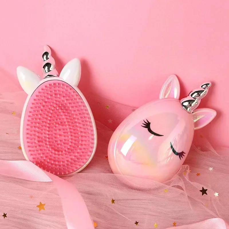 

New Mini Magic Hot Hair Comb Detangling Hair Brush Cartoon Unicorn Shower Comb for Travel Professional Massage Styling Tool