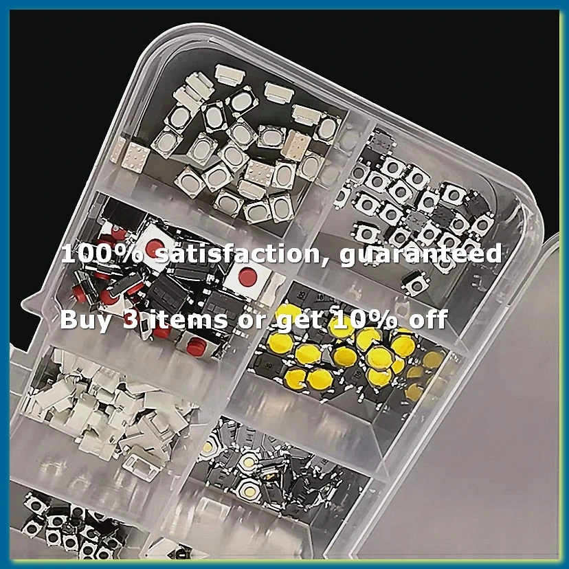New 250Pcs Micro-Tactile Tact Push Button Switch Assorted Kit 2P 4 Pin SMD PCB Momentary Self-Reset Car Remote Control