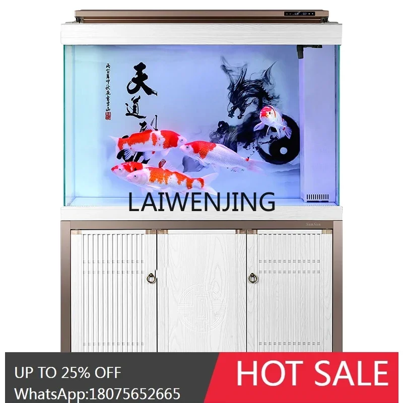 

large arowana tank ultra-white aquarium water-free living room floor-to-ceiling household entrance