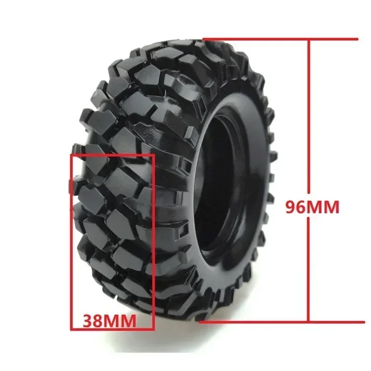 4PCS 1/10 1.9Inch Off Road Climb Rock Crawler Car Tires Super Soft 96MM Rubber Tyre Wheel Rim Hex 12MM For Tamiya CC01 D90 701A