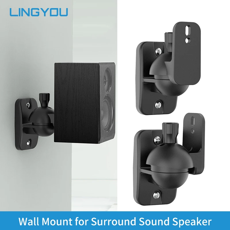 TNP Support Mural Universel pour Enceinte Satellite, Fixation Plafond avec Rotule Ajustable et Inclinaison pour Système Home Cinéma Surround - Blanc, Lot de 2