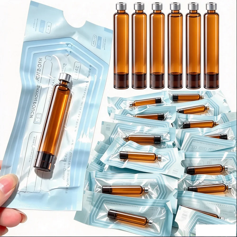 3ML UV‑Blocking Long Tubular Amber Glass Cartridge, Single Sterile Pack Medical‑Grade Glass Vial